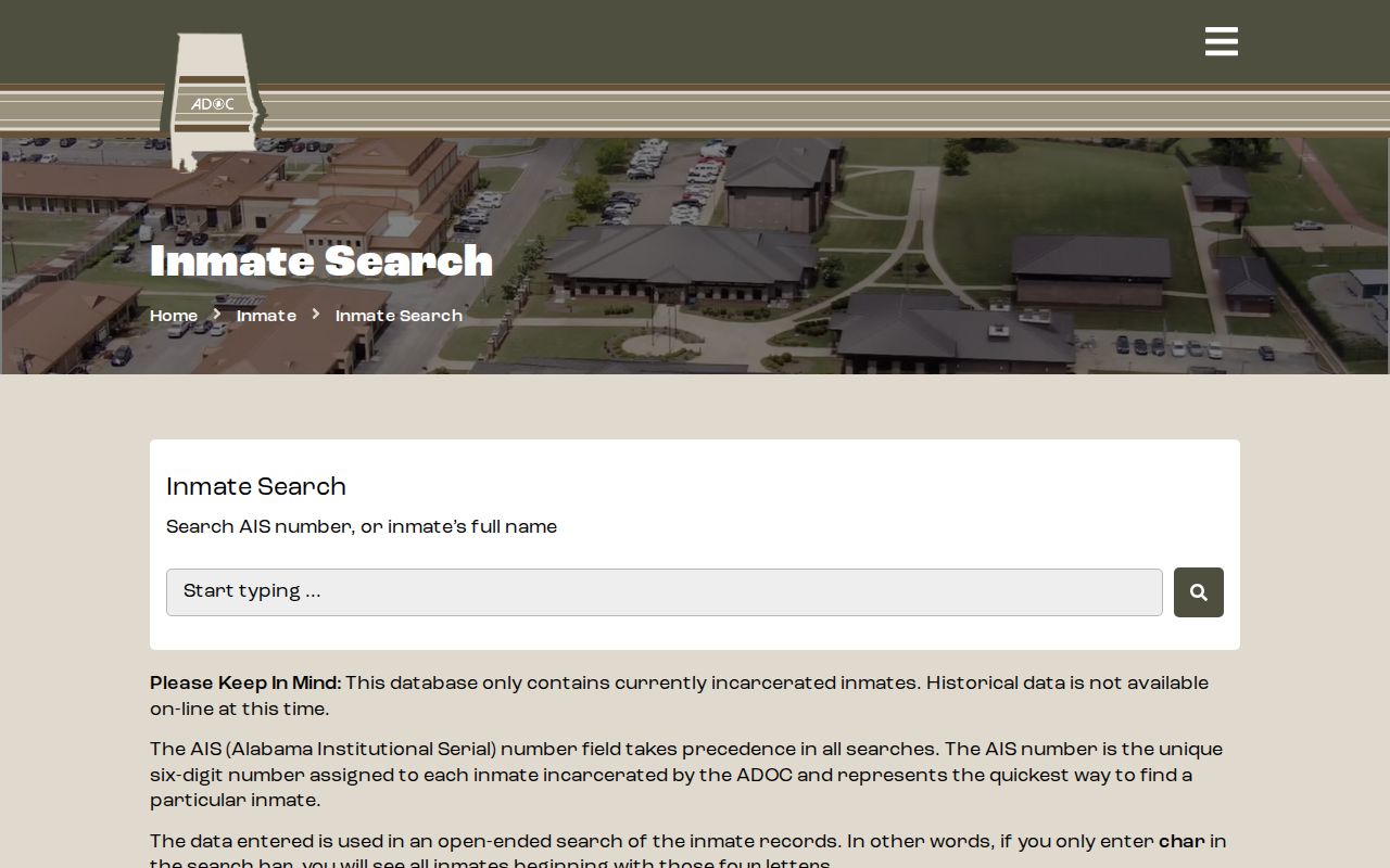 Cleburne County arrest research using the ADOC current state custody search