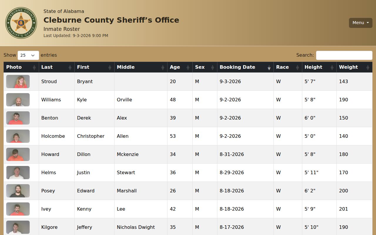 Captured roster destination showing that the linked Cleburne County system belongs to Arkansas, not Alabama